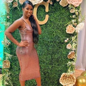 Rose Gold disco ball midi dress